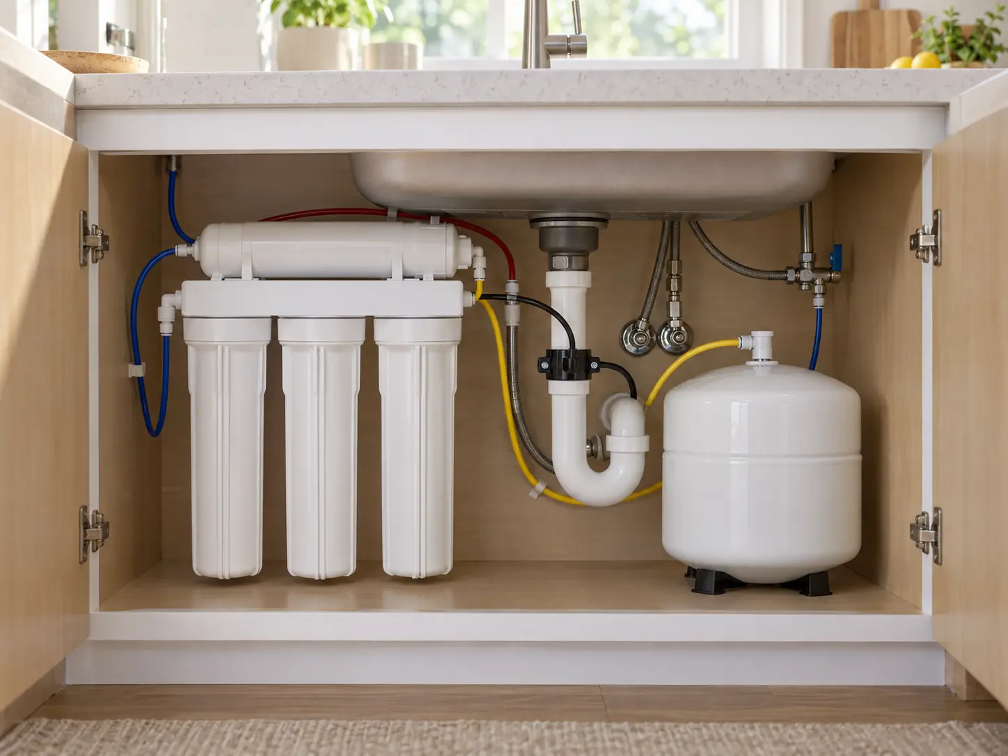 Modern under-sink reverse osmosis drinking water system